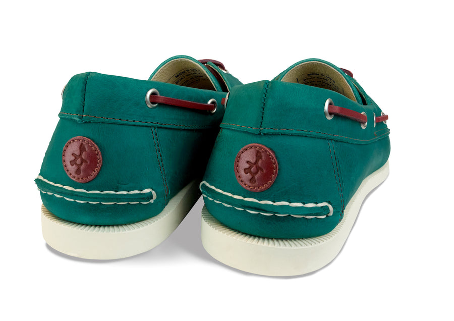 turquoise boat shoes pair