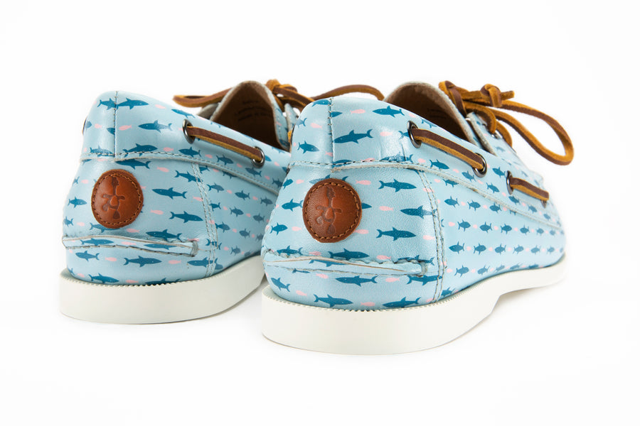 The Pink and Blue Sharks Boat Shoe