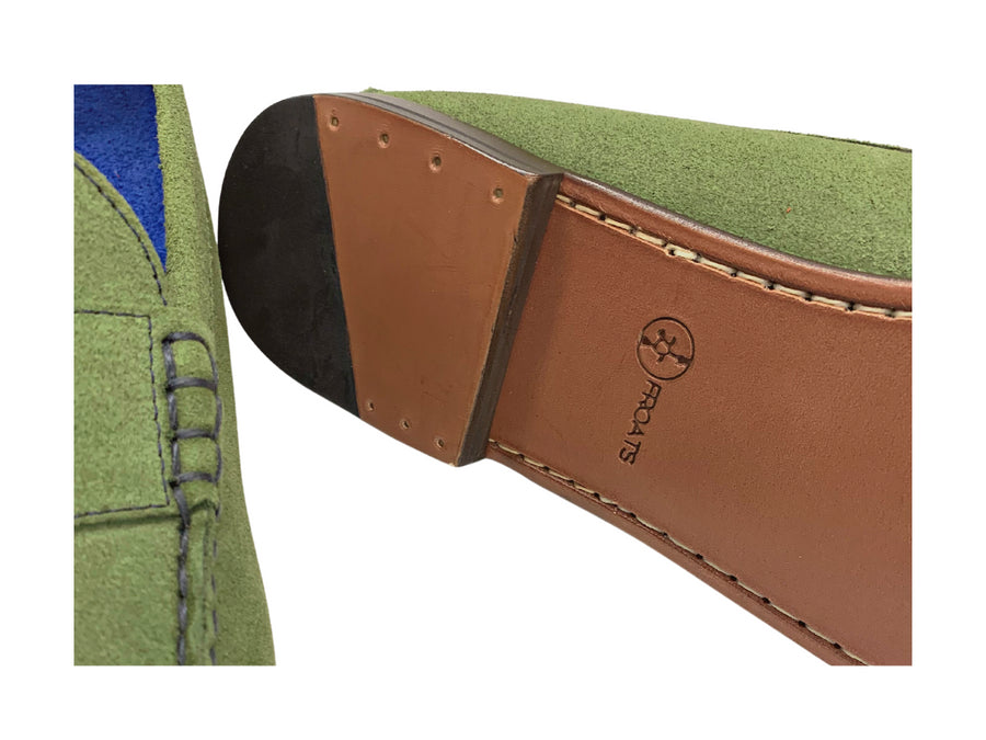 green penny loafers outsole