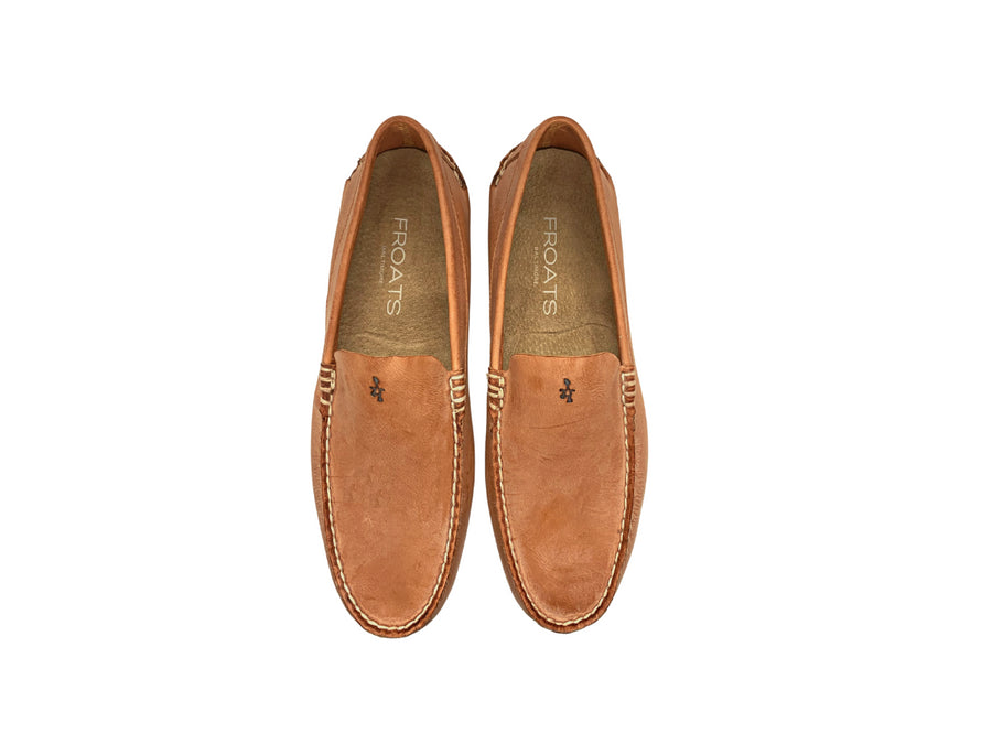 orange venetian loafers pair