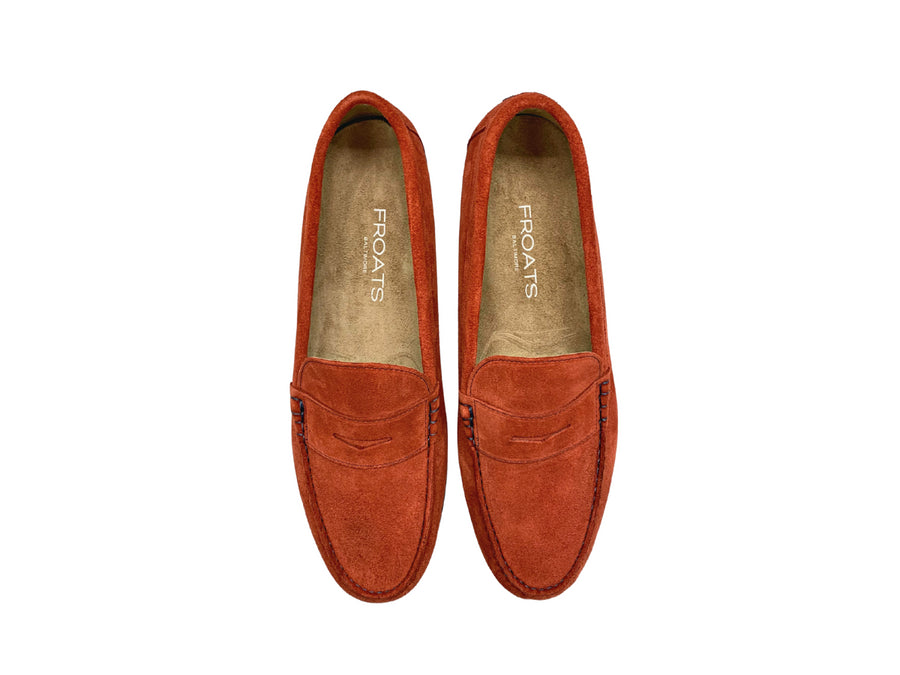 red penny loafers pair