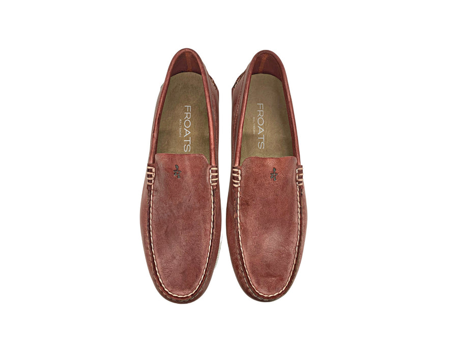 crimson red venetian loafers pair 